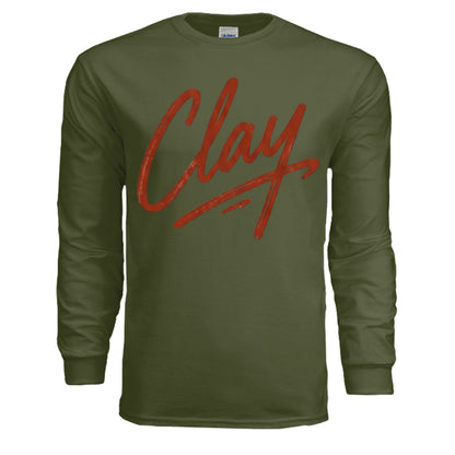 MILITARY GREEN - G240 - FRONT Clay Adult Long Sleeve T-Shirt