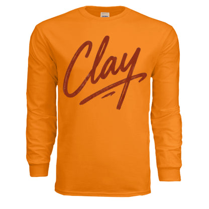SAFETY ORANGE - G240 - FRONT Clay Adult Long Sleeve T-Shirt